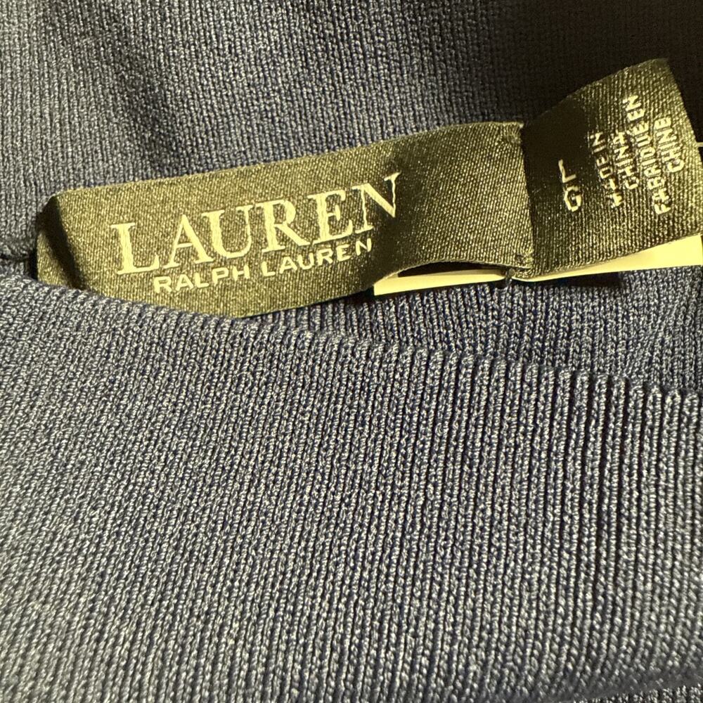 Lauren Ralph Lauren Striped Mock Neck Sweater Women Large Navy/White Pullover LS - Picture 4 of 10
